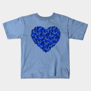 Blue Rose Flower Heart Kids T-Shirt